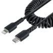Picture of Startech.Com 1m (3ft) Usb C To Lightning Cable, Mfi Certified, Coiled Iphone Charger Cable, Black, Durable Tpe Jacket Aramid Fiber, Heavy Duty Coil Lightning Cable - Rusb2clt1mbc