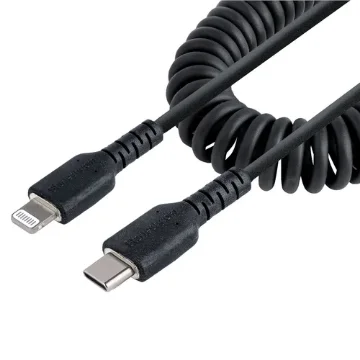 Picture of Startech.Com 1m (3ft) Usb C To Lightning Cable, Mfi Certified, Coiled Iphone Charger Cable, Black, Durable Tpe Jacket Aramid Fiber, Heavy Duty Coil Lightning Cable - Rusb2clt1mbc
