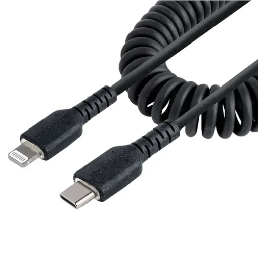 Picture of Startech.Com 1m (3ft) Usb C To Lightning Cable, Mfi Certified, Coiled Iphone Charger Cable, Black, Durable Tpe Jacket Aramid Fiber, Heavy Duty Coil Lightning Cable - Rusb2clt1mbc