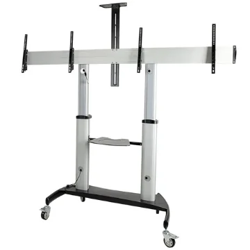 Picture of Startech.Com Dual Tv Cart for 37-60in Vesa Tvs Up To 110lb/50kg Each - Height Adjustable Tv Mount, Mobile Display Cart W/ Equipment Shelves - Rolling Tv Cart on Wheels - Rolling Tv Stand - Stndmtvduo