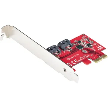 Picture of Startech.Com Sata Pcie Card - 2 Port Pcie Sata Expansion Card - 6Gbps - Full/Low Profile - Pci Express To Sata Adapter/Controller - ASM1061 Non-Raid - Pcie To Sata Converter - 2P6g-Pcie-Sata-Card