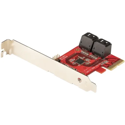 Picture of Startech.Com Sata Pcie Card - 4 Port Pcie Sata Expansion Card - 6Gbps - Low Profile Bracket - Stacked Sata Connectors - ASM1164 Non-Raid - Pci Express To Sata Converter - 4P6g-Pcie-Sata-Card