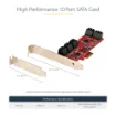 Picture of Startech.Com Sata Pcie Card - 10 Port Pcie Sata Expansion Card - 6Gbps - Low/Full Profile - Stacked Sata Connectors - ASM1062 Non-Raid - Pci Express To Sata Converter/Adapter - 10P6g-Pcie-Sata-Card
