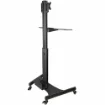 Picture of Startech.Com Mobile Workstation Cart with Monitor Mount, Cpu/Pc Holder, Keyboard Tray - Ergonomic Height Adjustable Desktop Computer Cart - Rolling Mobile Standing Workstation on Wheels - Wkstncart