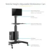 Picture of Startech.Com Mobile Workstation Cart with Monitor Mount, Cpu/Pc Holder, Keyboard Tray - Ergonomic Height Adjustable Desktop Computer Cart - Rolling Mobile Standing Workstation on Wheels - Wkstncart