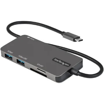Picture of Startech.Com Usb C Multiport Adapter - Usb-C To 4K Hdmi, 100W Power Delivery Pass-Through, Sd/Microsd Slot, 3-Port Usb 3.0 Hub - Usb Type-C Mini Dock - 12" (30cm) Long Attached Cable - DKT30CHSDPD