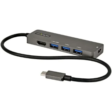 Picture of Startech.Com Usb C Multiport Adapter - Usb-C To Hdmi 2.0b 4K 60Hz (HDR10), 100W Power Delivery Pass-Through, 4-Port Usb 3.0 Hub - Usb Type-C Mini Dock - 12" (30cm) Long Attached Cable - Dkt30chpd3