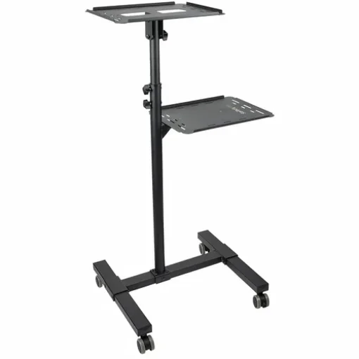 Picture of Startech.Com Mobile Projector and Laptop Stand/Cart - Heavy Duty Portable Projector Stand (2 Shelves, Hold 22lb/10kg Each) - Height Adjustable Rolling Presentation Cart W/Lockable Wheels - Adjprojcart