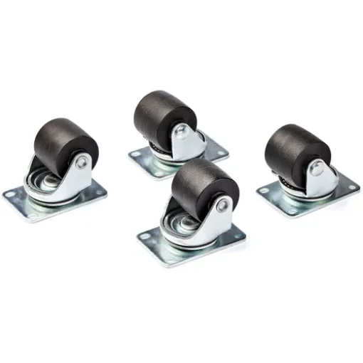 Picture of Startech.Com Heavy Duty Casters for Server Racks/Cabinets - Set of 4 Universal M6 2-Inch Caster Kit - Replacement Swivel Caster Wheels (45X75mm Pattern) for 4 Post Racks - Steel/Plastic - RKCASTER2