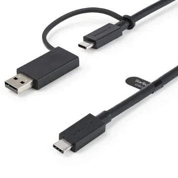 Picture of Startech.Com 3ft (1m) Usb-C Cable with Usb-A Adapter Dongle - Hybrid 2-In-1 Usb C Cable W/ Usb-A - Usb-C To Usb-C (10Gbps/100W Pd), Usb-A To Usb-C (5Gbps) - Ideal for Hybrid Docking Station - Usbccadp