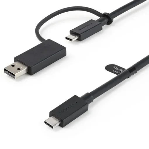 Picture of Startech.Com 3ft (1m) Usb-C Cable with Usb-A Adapter Dongle - Hybrid 2-In-1 Usb C Cable W/ Usb-A - Usb-C To Usb-C (10Gbps/100W Pd), Usb-A To Usb-C (5Gbps) - Ideal for Hybrid Docking Station - Usbccadp
