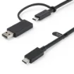 Picture of Startech.Com 3ft (1m) Usb-C Cable with Usb-A Adapter Dongle - Hybrid 2-In-1 Usb C Cable W/ Usb-A - Usb-C To Usb-C (10Gbps/100W Pd), Usb-A To Usb-C (5Gbps) - Ideal for Hybrid Docking Station - Usbccadp