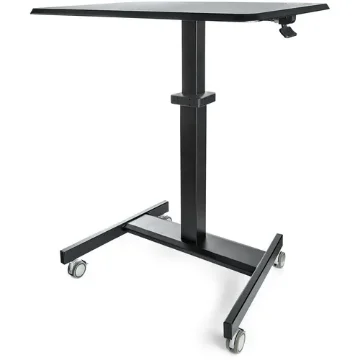 Picture of Startech.Com Mobile Standing Desk - Portable Sit Stand Ergonomic Height Adjustable Cart on Wheels - Rolling Computer/Laptop Workstation Table with Locking One-Touch Lift for Teacher/Student - STSCART2