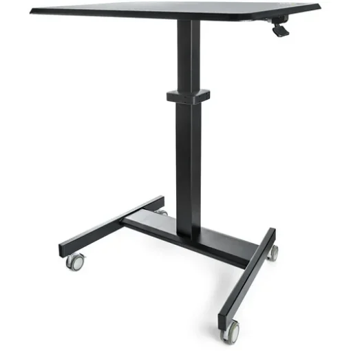 Picture of Startech.Com Mobile Standing Desk - Portable Sit Stand Ergonomic Height Adjustable Cart on Wheels - Rolling Computer/Laptop Workstation Table with Locking One-Touch Lift for Teacher/Student - STSCART2