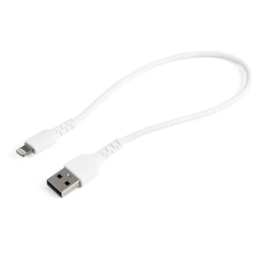 Picture of Startech.Com 12inch (30cm) Durable White Usb-A To Lightning Cable - Heavy Duty Rugged Aramid Fiber Usb Type a To Lightning Charger/Sync Power Cord - Apple Mfi Certified Ipad/Iphone 12 - RUSBLTMM30CMW