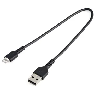 Picture of Startech.Com 12inch (30cm) Durable Black Usb-A To Lightning Cable - Heavy Duty Rugged Aramid Fiber Usb Type a To Lightning Charger/Sync Power Cord - Apple Mfi Certified Ipad/Iphone 12 - RUSBLTMM30CMB