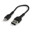 Picture of Startech.Com 6 Inch (15cm) Durable Black Usb-A To Lightning Cable - Heavy Duty Rugged Aramid Fiber Usb Type a To Lightning Charger/Sync Power Cord - Apple Mfi Certified Ipad/Iphone 12 - RUSBLTMM15CMB