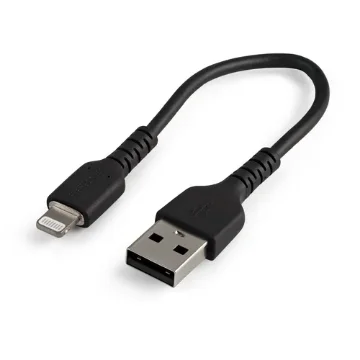 Picture of Startech.Com 6 Inch (15cm) Durable Black Usb-A To Lightning Cable - Heavy Duty Rugged Aramid Fiber Usb Type a To Lightning Charger/Sync Power Cord - Apple Mfi Certified Ipad/Iphone 12 - RUSBLTMM15CMB