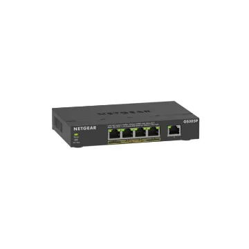 Picture of Netgear Gs305pv3 Unmanaged Gigabit Ethernet (10/100/1000) Power Over Ethernet (Poe) Black - GS305P-300EUS