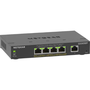 Picture of Netgear 5-Port Gigabit Ethernet Poe+ Plus Switch (GS305EP) Managed L2/L3 Gigabit Ethernet (10/100/1000) Power Over Ethernet (Poe) Black - GS305EP-100PES
