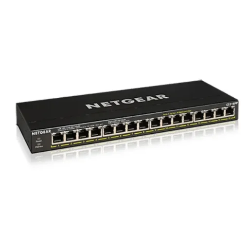 Picture of Netgear GS316PP Unmanaged Gigabit Ethernet (10/100/1000) Power Over Ethernet (Poe) Black - GS316PP-100EUS