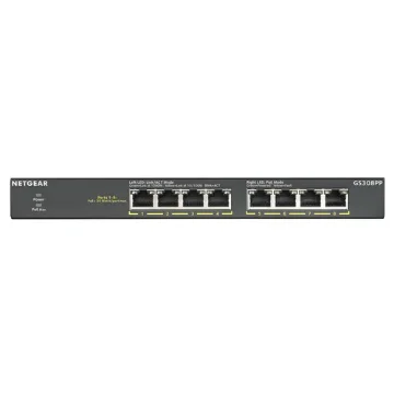 Picture of Netgear GS308PP Unmanaged Gigabit Ethernet (10/100/1000) Power Over Ethernet (Poe) Black - GS308PP-100EUS