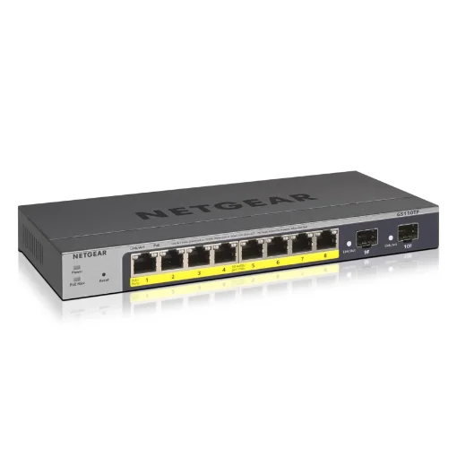 Picture of Netgear GS110TP Managed L2/L3/L4 Gigabit Ethernet (10/100/1000) Power Over Ethernet (Poe) Grey - GS110TP-300EUS