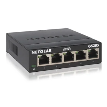 Picture of Netgear GS305 Unmanaged L2 Gigabit Ethernet (10/100/1000) Black - GS305-300PES