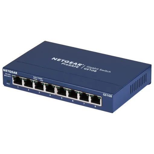 Picture of Netgear GS108GE Network Switch Unmanaged Gigabit Ethernet (10/100/1000) Blue - GS108GE