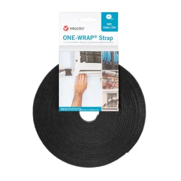 Picture of Other - Velcro® Brand One-Wrap® Tape, Reusable Fasteners for Keeping Cords and Cables Tidy, Cut-To-Length, 25m Reel X 13mm, Black - VEL-OW64114