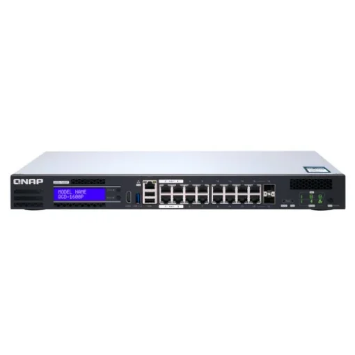 Picture of Qnap QGD-1600P Managed Gigabit Ethernet (10/100/1000) Power Over Ethernet (Poe) 1U Black, Grey - QGD-1600P-4G