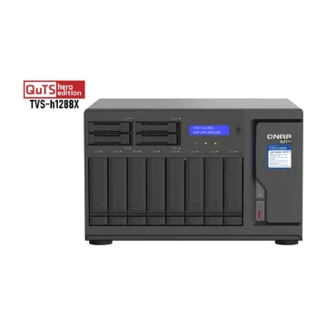Picture of Qnap TVS-h1288X Nas Tower Intel® Xeon® W-1250 16 Gb DDR4 0 Tb Quts Hero Black - TVS-H1288X-W1250-16G