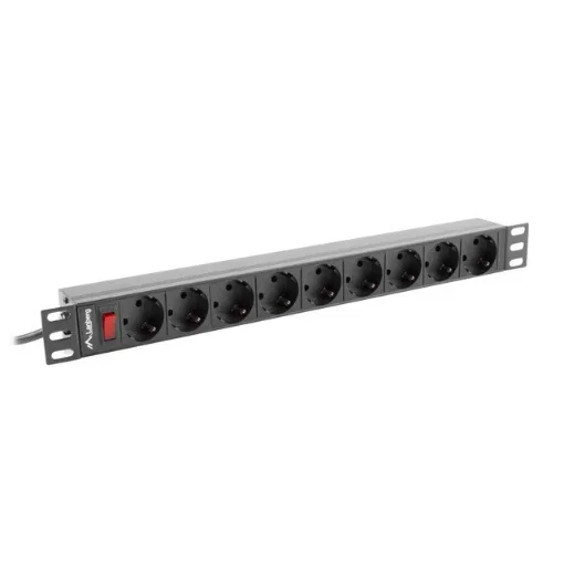 Picture of Lanberg PDU-09F-0300-BK Power Distribution Unit (Pdu) 9 Ac Outlet(S) 1U Black, Grey - PDU-09F-0300-BK
