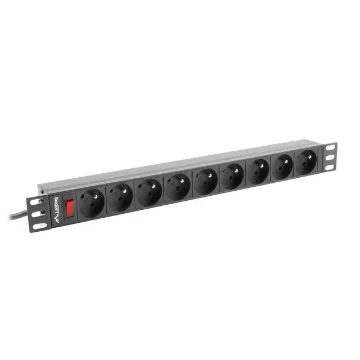 Picture of Lanberg PDU-09E-0300-BK Power Distribution Unit (Pdu) 9 Ac Outlet(S) 1U Black - PDU-09E-0300-BK