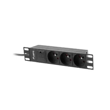 Picture of Lanberg PDU-03E-0200-BK Power Distribution Unit (Pdu) 3 Ac Outlet(S) 1U Black - PDU-03E-0200-BK