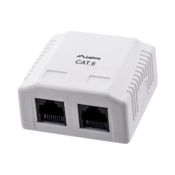 Picture of Surface Socket Cat.6 2X RJ45 White Lanberg - OU6-0002-W
