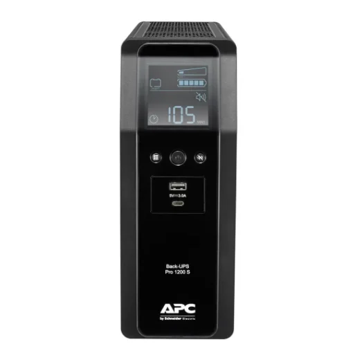 Picture of Apc Back-Ups Pro, 1200VA/720W, Tower, 230V, 8x Iec C13 Outlets, Sine Wave, Avr, Usb Type a + C Ports, Lcd, User Replaceable Battery - BR1200SI