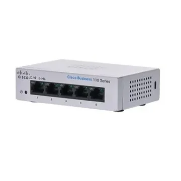 Picture of Cisco CBS110 Unmanaged L2 Gigabit Ethernet (10/100/1000) 1U Grey - CBS110-5T-D-EU