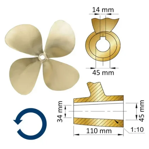 Vetus Propeller 4-Blade Brass 23 x 19 Inch Right - P4E23X19R product image