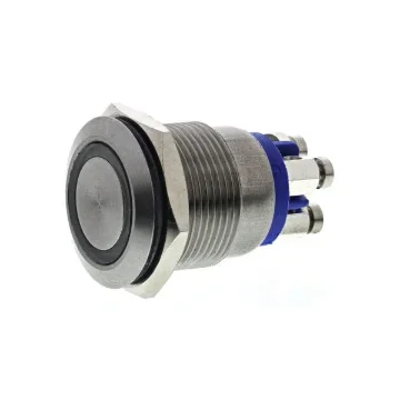 Bulgin MPI/TE/BL/12 Stainless Steel Illuminated Push Button Switch 24V product image