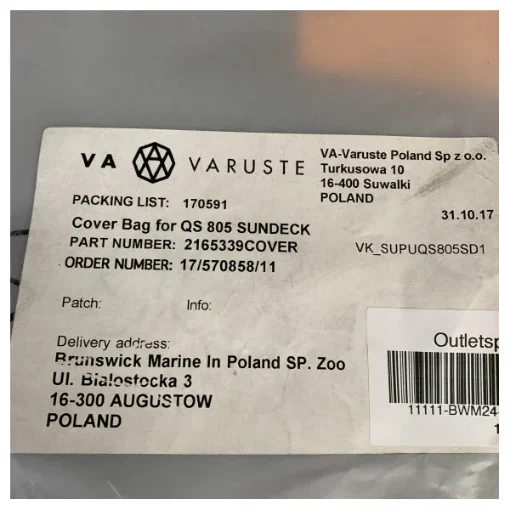 Quicksilver Cover Bag for QS805 Sundeck Black - VK_SUPUQS805S product image