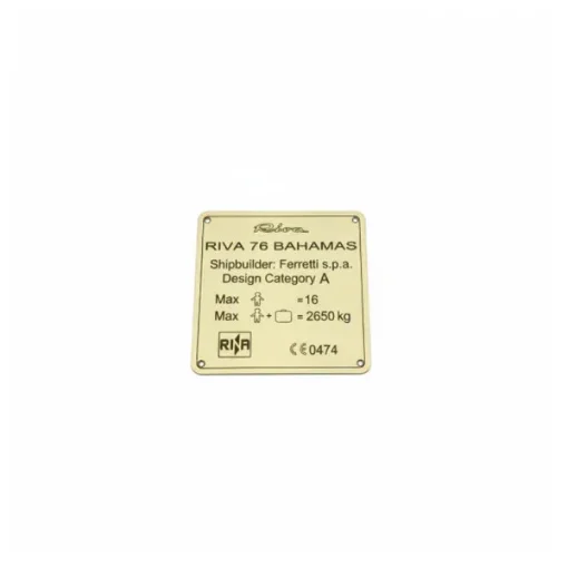 Riva 76 Bahamas Builders Plate - Original Ferretti Group Yacht Fittings - 380173 product image