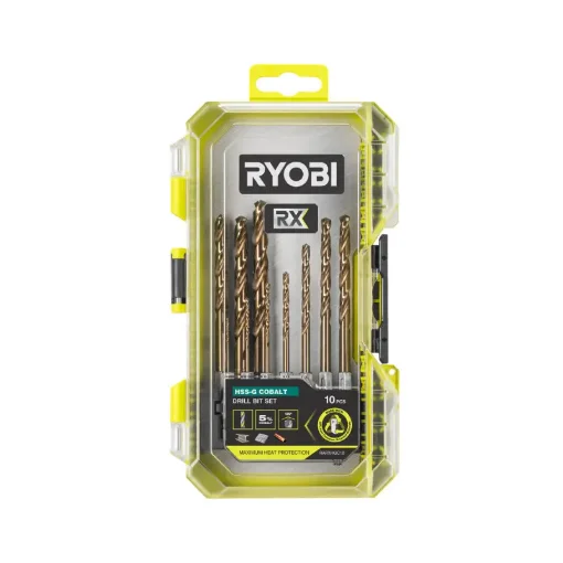 Ryobi Rx Hss-G Cobalt Drill Bit Set - 10 Pieces - 1 To 8 Mm - RARXHGC10 product image