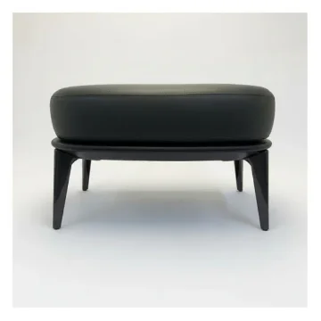 Minotti Leslie Bergere Leather Pouf - Aspen 26 - Black product image
