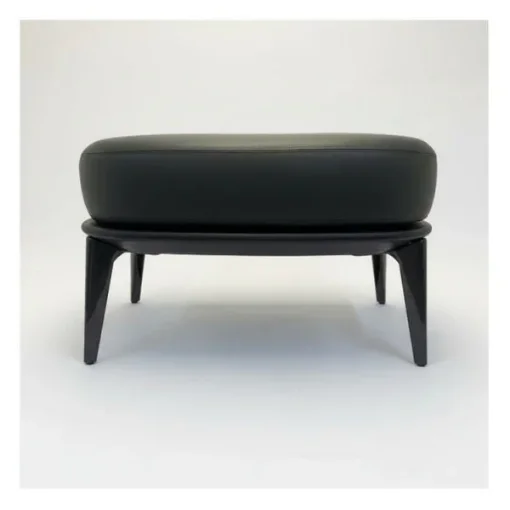 Minotti Leslie Bergere Leather Pouf - Aspen 26 - Black product image