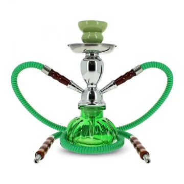 Green Double-Hose Hookah 23 Cm Compact Size product image