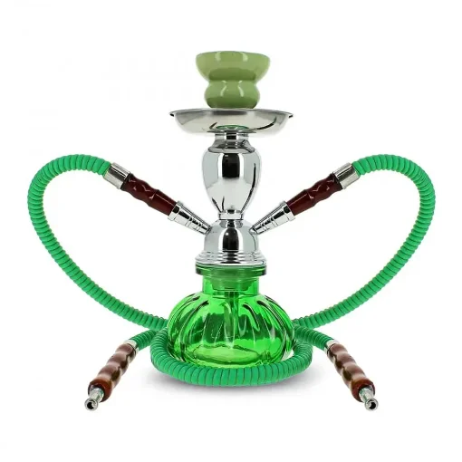 Green Double-Hose Hookah 23 Cm Compact Size product image
