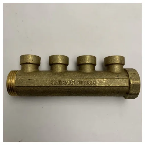 Marine Brass Fluid Distributor Collector with 1/2 Inch Threaded Ports - product image