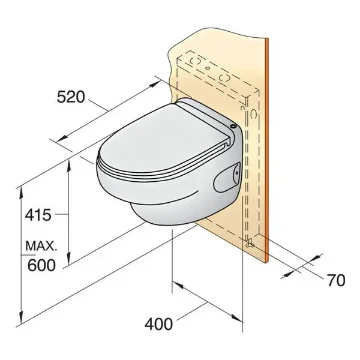 Vetus HATO Hanging Electric Toilet 24V - HATO24C product image