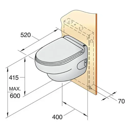 Vetus HATO Hanging Electric Toilet 24V - HATO24C product image